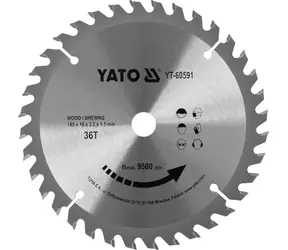 YATO Pilový kotouč na dřevo TCT 165x16 mm 36z / Pilový kotouč na dřevo / Šířka řezu 2,2 mm / Otáčky 9500/min