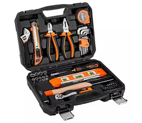 NEO TOOLS 10-200 / Sada nářadí a nástrčných hlavic / 60 ks / 1/4" / CrV ocel / plastový kufr