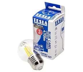 Tesla FILAMENT RETRO miniglobe E27 4W / LED žárovka / 230V / 470lm / 25 000h / 4000K denní bílá / 360°