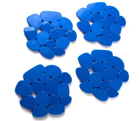 MSV GALETS tmavě modrá / Protiskluzová podložka / ve tvaru oblázků / sada 4 ks / PVC / 12 x 13 cm