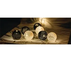HQ HQLEDSLPBALL / Světelný řetěz / Černé a bílé koule / 10 LED