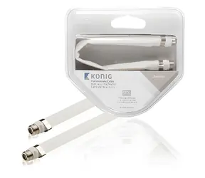 König Plochý anténní kabel F zásuvka - zásuvka bílý / Anténní kabel / 0,2 m