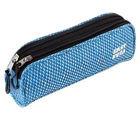 Easy Studentské pouzdro bílo-modrý vzor / Pouzdro / 2 zipy / 22×10×5 cm