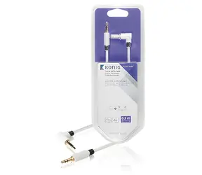 König KNM22600W05 bílý / Audio kabel / Jack 3,5mm - Jack 3,5mm úhlový / Stereo / 0,5 m
