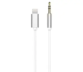 AUX kabel Lightning - 3,5mm jack stříbrná / Audio kabel / pro Apple iPhone