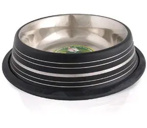 TOMMI Silver line šedá / Miska pro psy / Nerezová / 450 ml