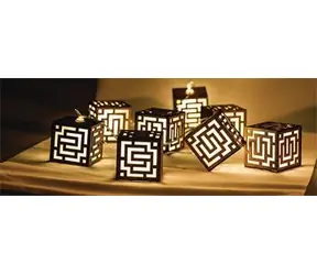 HQ LED vánoční řetěz dřevěné kostky / Světelný řetěz / 10 LED diod