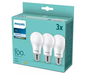 Philips LED žárovka E27 100W 4000K 3 ks / Žárovka / Třída E / O 6,5 cm