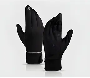 Zimní dotykové rukavice černé / Rukavice na dotykové obrazovky / voděodolné, větruodolné / polyester, silikon, samet