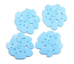MSV GALETS světle modrá / Protiskluzová podložka / ve tvaru oblázků / sada 4 ks / PVC / 12 x 13 cm