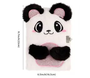 SPARKYS Plyšový deník se zámkem Panda / Zápisník / plyšový obal / 22x16,5 cm
