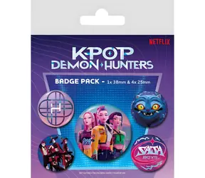 PYRAMID Sada odznaků K-pop Demon Hunters / Kov / 5 ks / 38 a 25 mm