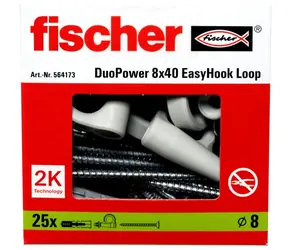 fischer DuoPower 8x40 EasyHook Loop bílá / Hmoždinka / 25 ks / s očkem