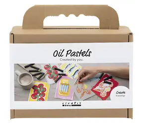 CREATIV COMPANY Kreativní sada Olejové pastely přáníčka / 8 přáníček / Mořský motiv / Pro začátečníky