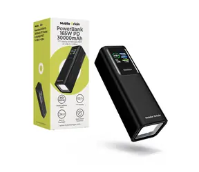 Mobile Origin PB17 vesmírně šedá / Powerbanka / 30 000 mAh / TFT displej / Svítilna / 165 W / 2x USB-C + USB-A