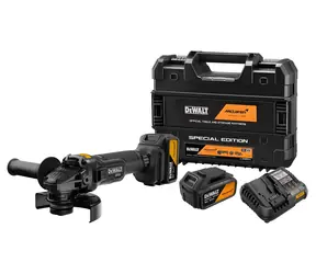 DeWalt 18V McLaren F1 Team / Aku bezuhlíková úhlová bruska / 125mm / XR Li-Ion / 2x 5,0 Ah / kufr