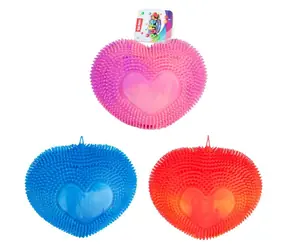 TEDDIES Antistresový mačkací míček srdce chlupatý duhový 18 cm / 3 barvy / Silikon / od 3 let