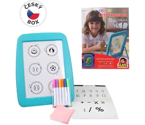 MADE Kreslicí tabulka LED s podsvícením / 20 karet / 6 fixů + houbička / 23 x 32 cm / od 3 let