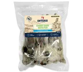 Ontario Pochoutka králičí uši se srstí / Pamlsek pro psy / sušený / 250 g