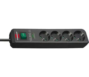 Brennenstuhl Eco-Line černá / Přepěťová ochrana / 4 zásuvky / 1,5 m
