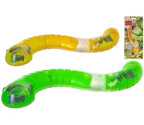 Gelový antistresový had s hmyzem 25 cm / plast / 2 barevné varianty / od 3 let