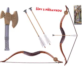 Luk a šípy Malý válečník / Herní set / 3 šípy s přísavkou / Sekera / od 3 let