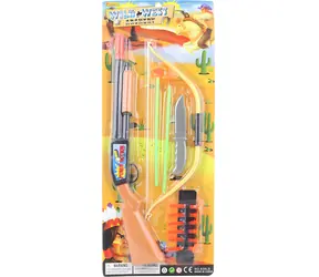 ORION Kovbojská sada s puškou a lukem / Puška, luk, nůž a doplňky / Plast / 48 cm
