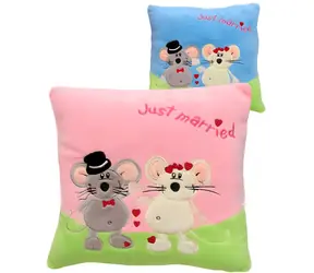 Plyšový polštářek myšky Just Married 25x25 cm / Polštář / Plyš / 2 barvy