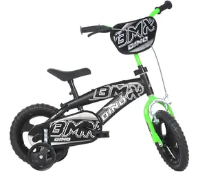 Dino Bikes BMX CSK5125 12" černé / Dětské jízdní kolo / balanční kolečka / výška 87-110 cm