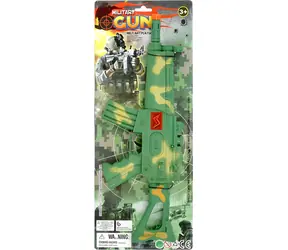 Vojenský samopal 43 cm / Dětská zbraň / Plast / Pohyblivá hlaveň / Zvukový efekt
