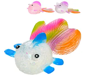 Rybička duhová perleťová / Antistresová hračka / se třpytkami / 3 barevné varianty / 6 cm