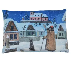MORAVSKÁ ÚSTŘEDNA Polštář Josef Lada Půlnoc / 45 x 30 cm / mikrovelur