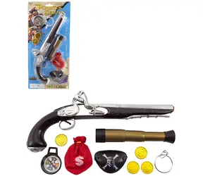 Pirátská sada s pistolí a dalekohledem / Karnevalový doplněk / Piráti / 34 cm / od 3 let
