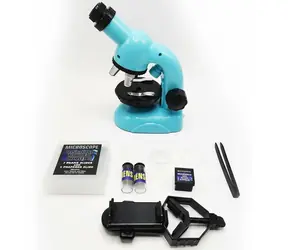 WIKY Dětský mikroskop s držákem na mobil modrý / Zvětšení 100x/400x/1200x / od 3 let