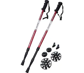 KUBIsport Trekingové hole 3-dílné červené / Trekingové hole / ANTISHOCK odpružení / 65-135 cm / 1 pár