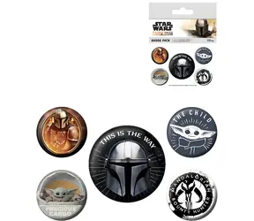 Star Wars Mandalorian odznaky kulaté / Placky / Plast / 5 ks / od 6 let