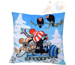 MORAVSKÁ ÚSTŘEDNA Polštář Krtek a skútr / 30 x 30 cm / mikrovelur / od 3 let