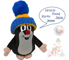 MORAVSKÁ ÚSTŘEDNA Plyšový mluvící Krtek modrý kulich / 16 cm / na baterie / od 3 let