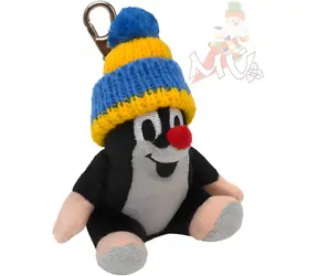 MORAVSKÁ ÚSTŘEDNA Krtek s karabinou sedící modrý kulich / Plyšová klíčenka / 9 cm / volně / od 3 let