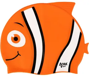 ACRA Nemo Dětská koupací čepice oranžová / Silikon