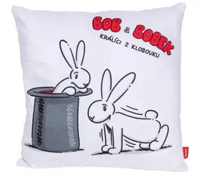 MORAVSKÁ ÚSTŘEDNA Polštář Bob a Bobek Cvičit bílo-šedý / 30x30 cm / 100% polyester / od narození