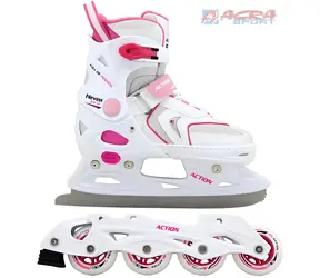 ACRA Brusle dívčí 2v1 vel. 33-36 / Lední i in-line / ABEC-5 ložiska / PU kolečka 72x24mm