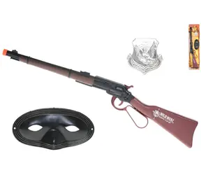 Kovbojská klapací puška s maskou a odznakem / Dětská zbraň / plast / 57 cm / od 3 let