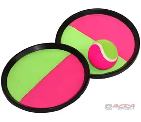 ACRA Hra Catch Ball růžovo-zelená / 2 talíře + míček / 20 cm