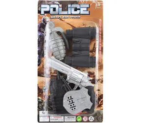 ORION Policejní sada s pistolí a doplňky / Herní sada / pistole na přísavku / granát / dalekohled / vysílačka