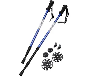 KUBIsport Trekingové hole 3-dílné modré / Trekingové hole / ANTISHOCK odpružení / 65-135 cm / hliník, grafit