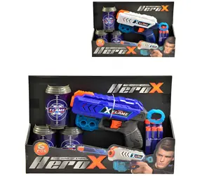 MADE Pistole Hero-X / 6 pěnových nábojů s přísavkou / 3 terče / Dostřel 18 m / od 8 let