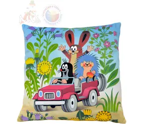 MORAVSKÁ ÚSTŘEDNA Polštář Krtek Jeep / 30 x 30 cm / mikrovelur / od 3 let