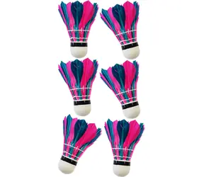 Acra Košíčky na badminton péřové dvojbarevné 6 ks / Badmintonové košíčky / Dóza / od 3 let