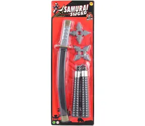 ORION Ninja sada s mečem, hvězdicemi a nunčaky / Karnevalový doplněk / Kostým bojovníka / Plast